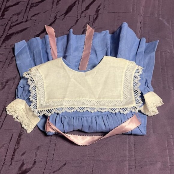 Girls VTG Cotton Blend Easter Dress Double Lace Collars Sleeves Pink Sash Size 4 - Picture 6 of 14